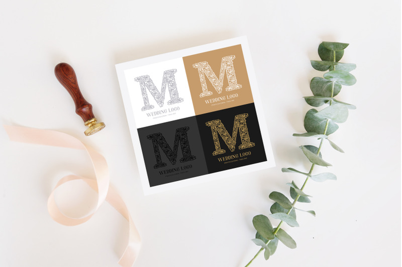 wedding-letter-m-cutted-paper-logo-template