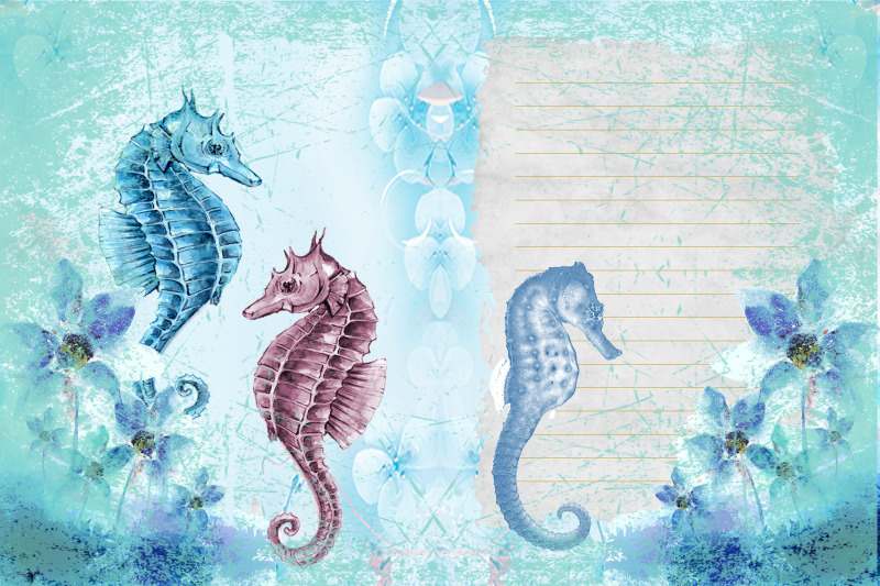 seahorse-background-papers-with-free-clipart