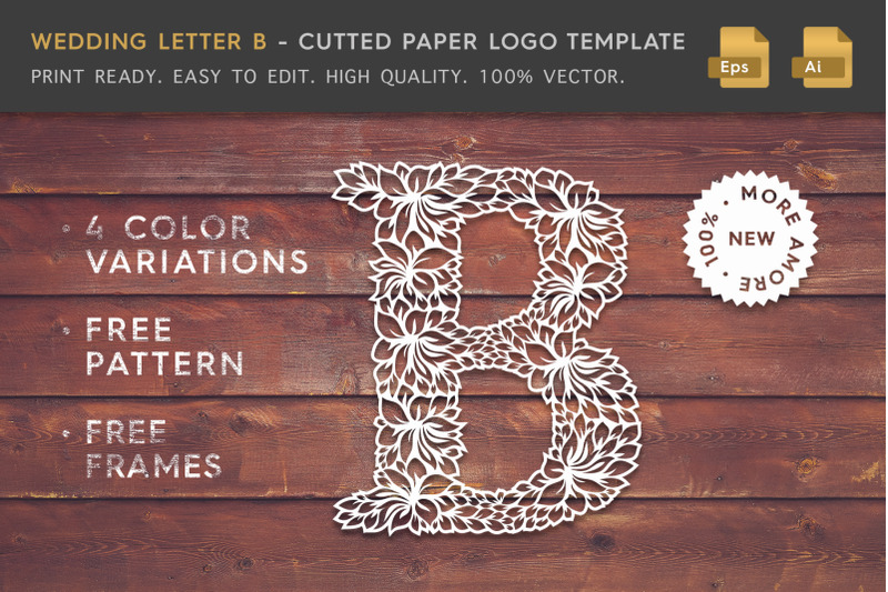 wedding-letter-b-cutted-paper-logo-template