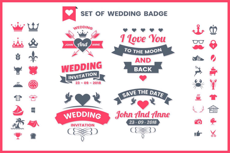 wedding-badge-amp-objects-vector-set