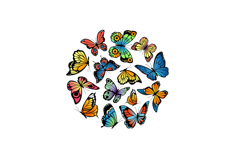 vector-decorative-butterflies-in-circle-shape-illustration