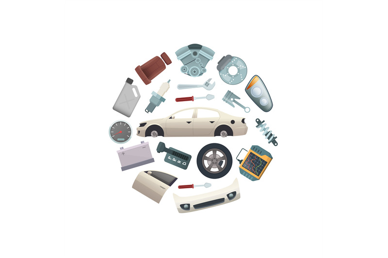 vector-car-parts-in-circle-shape-illustration