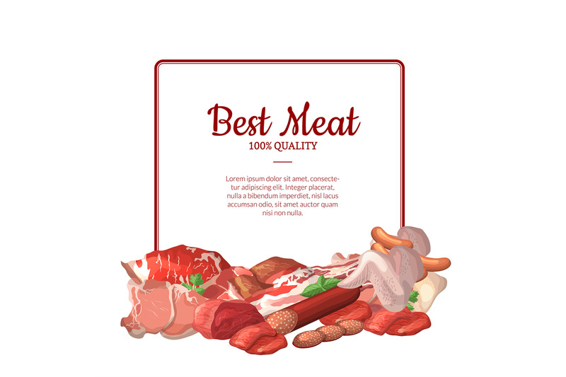 vector-frame-with-place-for-text-with-pile-of-cartoon-meat-elements-be