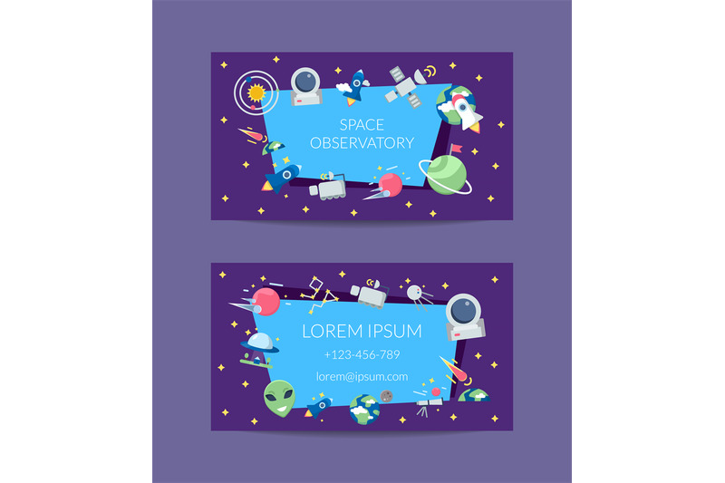 vector-flat-space-icons-business-card-template-illustration