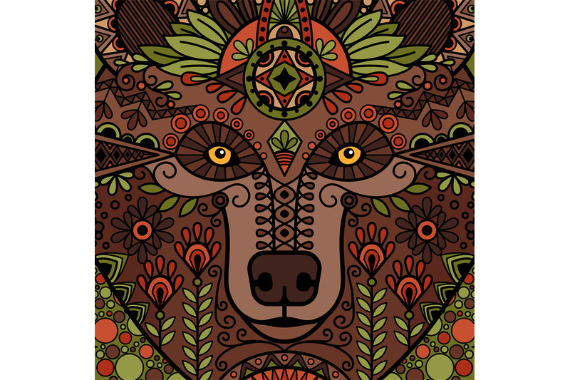 bear-head-with-floral-ethnic-ornament