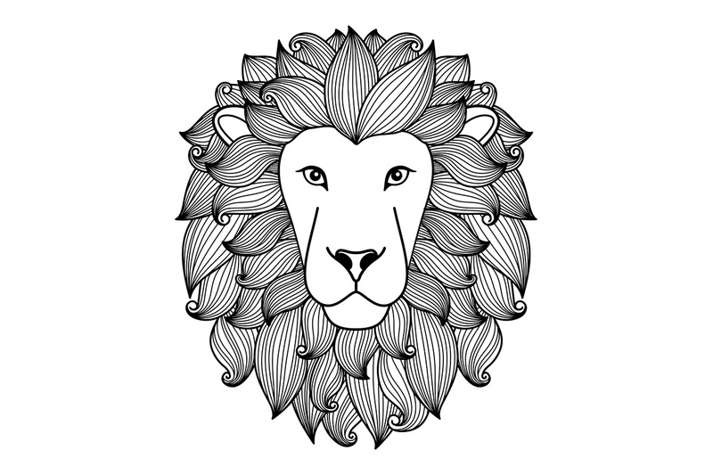 black-and-white-lion-head