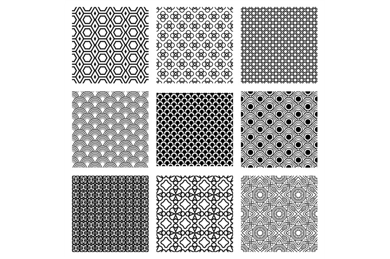 geometric-white-and-black-patterns-set
