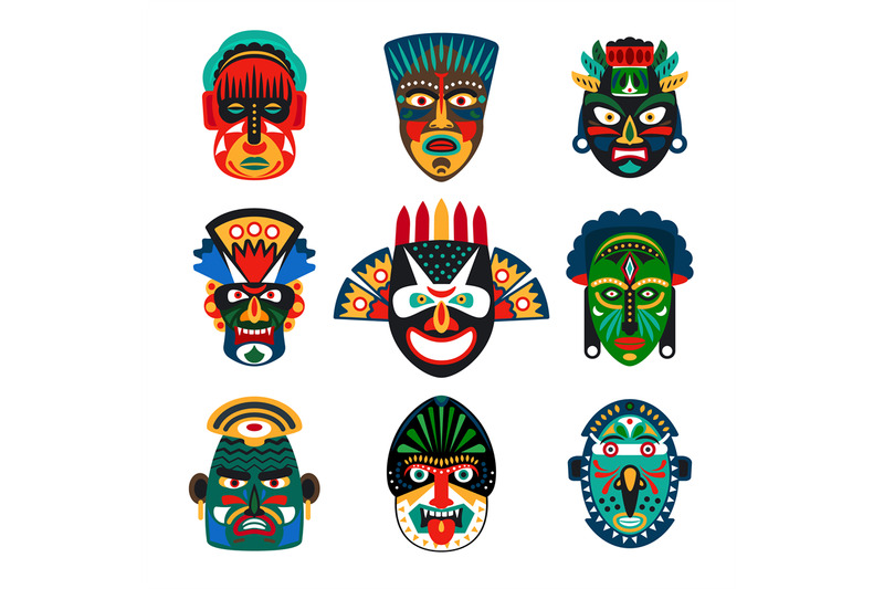 tribal-masks-set