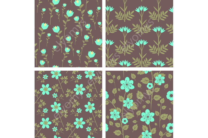 4-seamless-floral-patterns