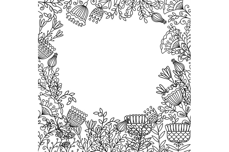 coloring-page-with-doodle-flowers-frame