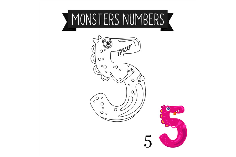 coloring-page-monster-number-5