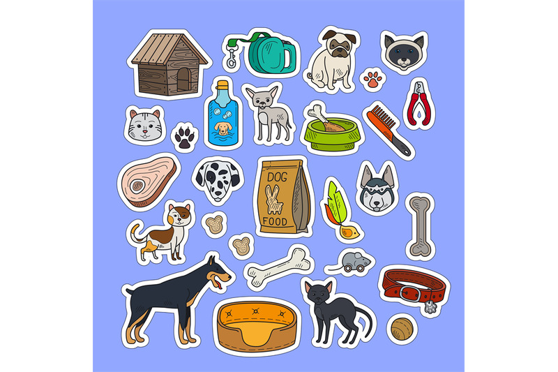cats-and-dogs-colorful-stickers