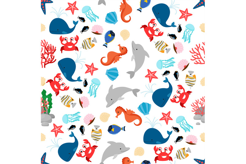 cartoon-sea-animal-seamless-pattern