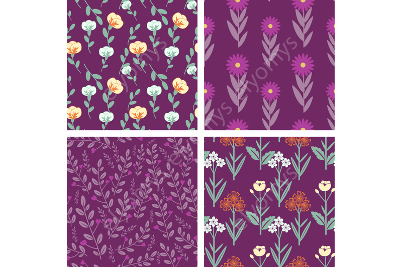 floral-patterns-set