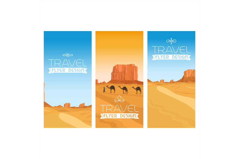 mountains-desert-landscape-flyers-set