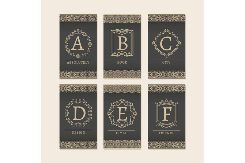 monogram-letters-a-to-f-cards