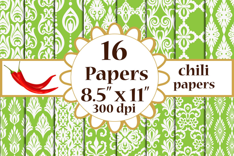 green-damask-digital-paper-damask-pattern-a4-digital-papers