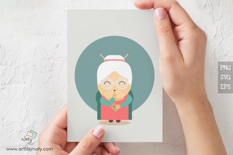 cute-granny-holding-a-recipe-book-flat-colorful-vector-illustration