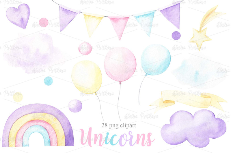 unicorns-watercolor-set