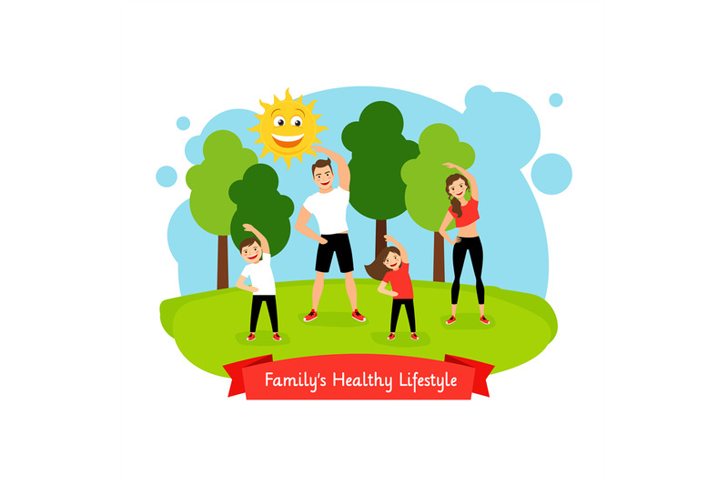 familys-healthy-lifestyle-illustration