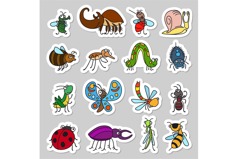 cute-insects-and-bugs-stickers-set