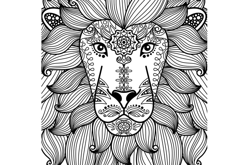 lion-head-with-ethnic-floral-pattern