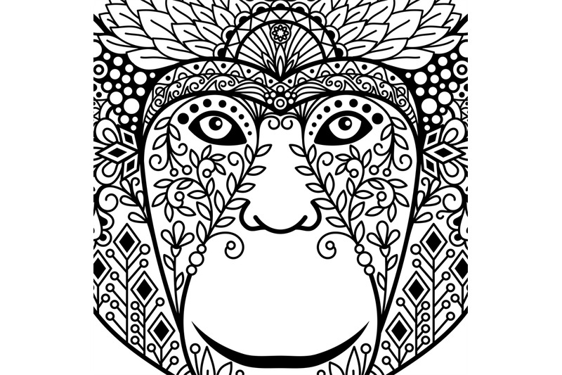 zentagle-monkey-head-with-ethnic-motifs