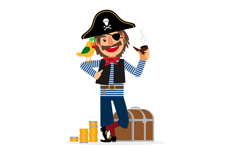smiling-pirate-character-with-parrot