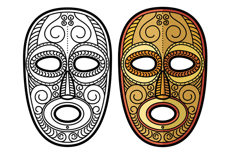 african-mexican-aztec-tribal-mask-isolated-on-white-background