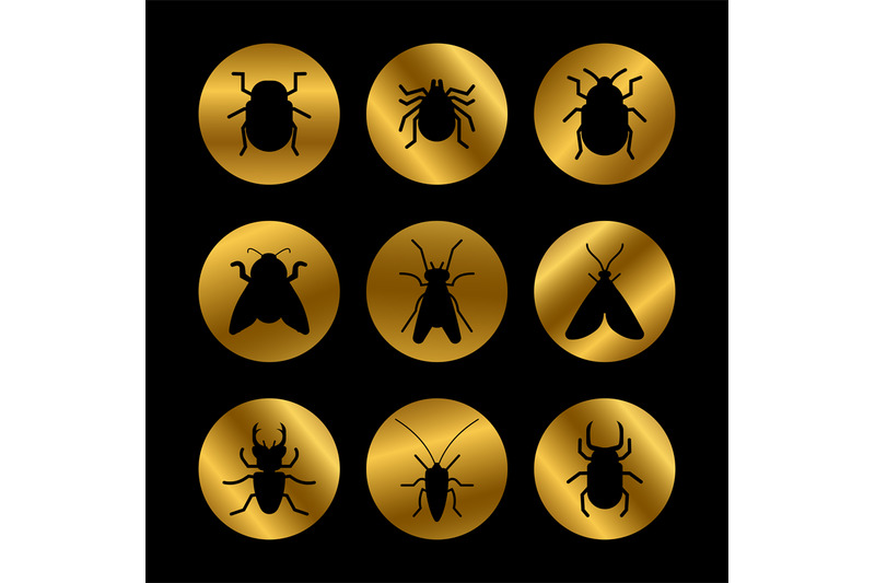 black-insects-silhouette-on-golden-rounds