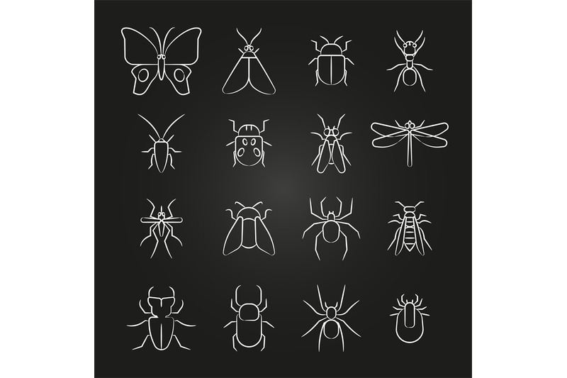 popular-insects-line-icons-set