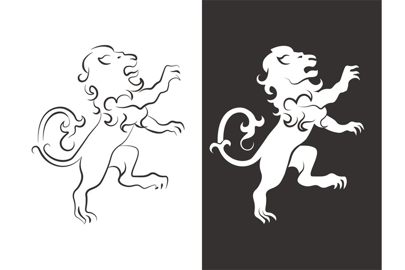 heraldic-lion-vector-line-and-silhouette-lions-for-arms