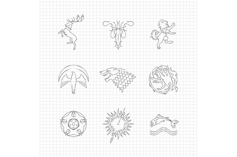 pencil-drawing-line-heraldic-animals