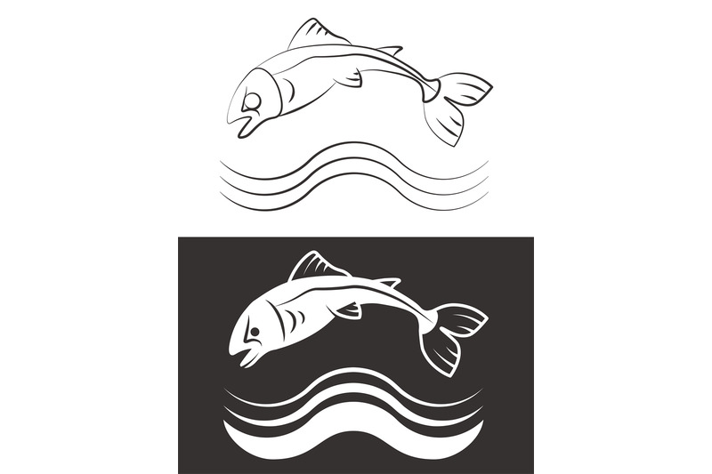 silhouette-and-line-fish-with-waves