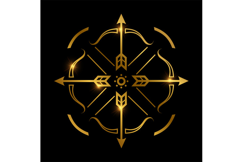 bow-and-arrows-on-black-background-archery-emblem-vector-design