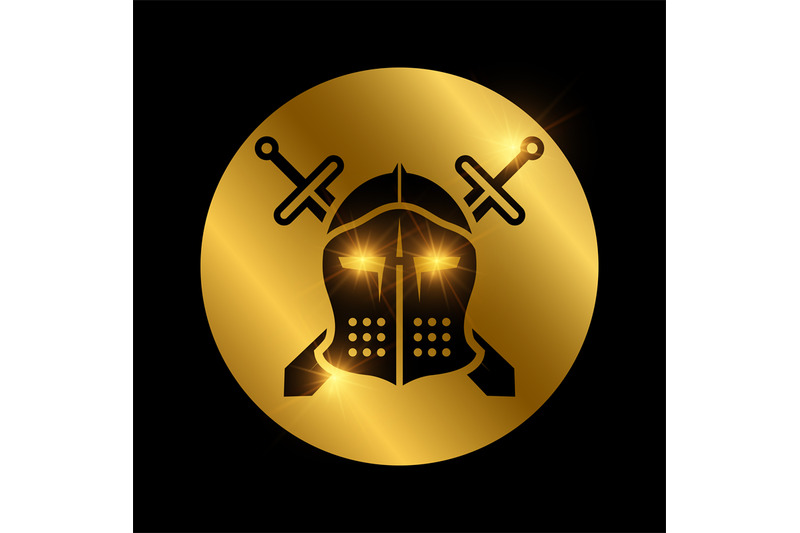 icon-with-black-vintage-knights-helmet-and-swords