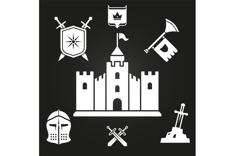 medieval-castle-silhouette-and-knights-tales-elements