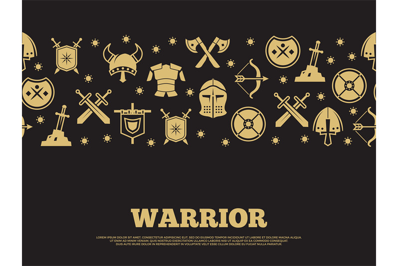 vintage-warrior-background-with-mediewal-knights-silhouette-icons