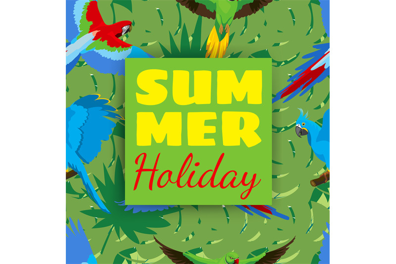 summer-holiday-cards-with-tropical-plants-and-parrots-parrot-seamless