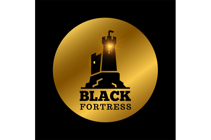 black-medieval-castle-silhouette-fortress-label-icon-design