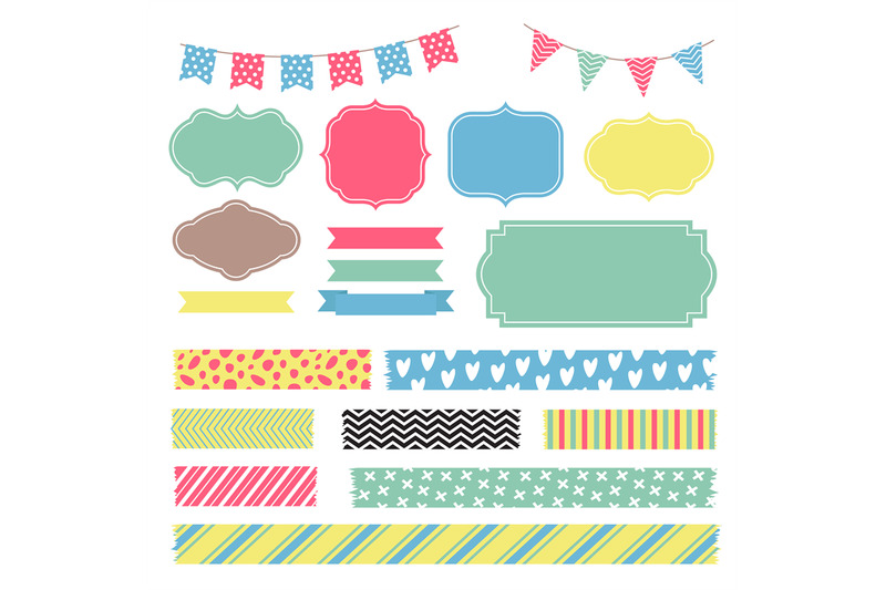 scrapbook-decoration-graphic-vector-elements-cute-frames-and-banners