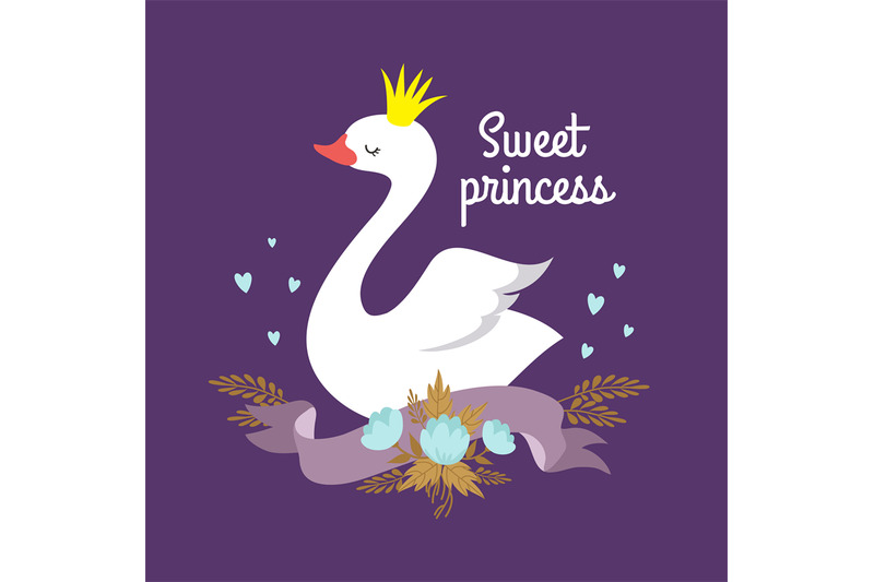 cute-cartoon-white-baby-swan-princess-vector-graphics-for-poster-or-gi