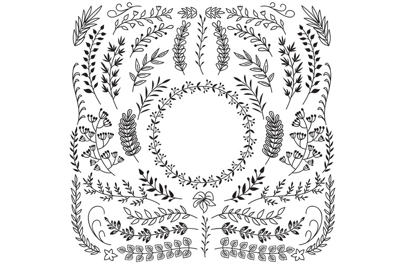 hand-drawn-branches-with-leaves-decorative-floral-wreath-border-frame