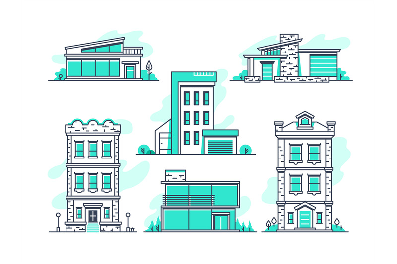 houses-and-buildings-property-and-accommodation-line-icons-modern-arc