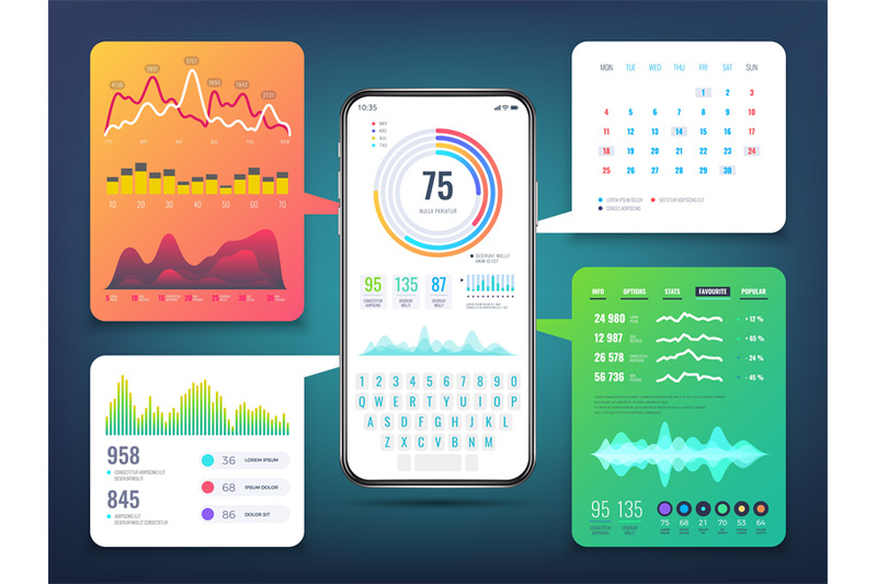 cell-phone-application-interface-design-with-business-infographics-cha