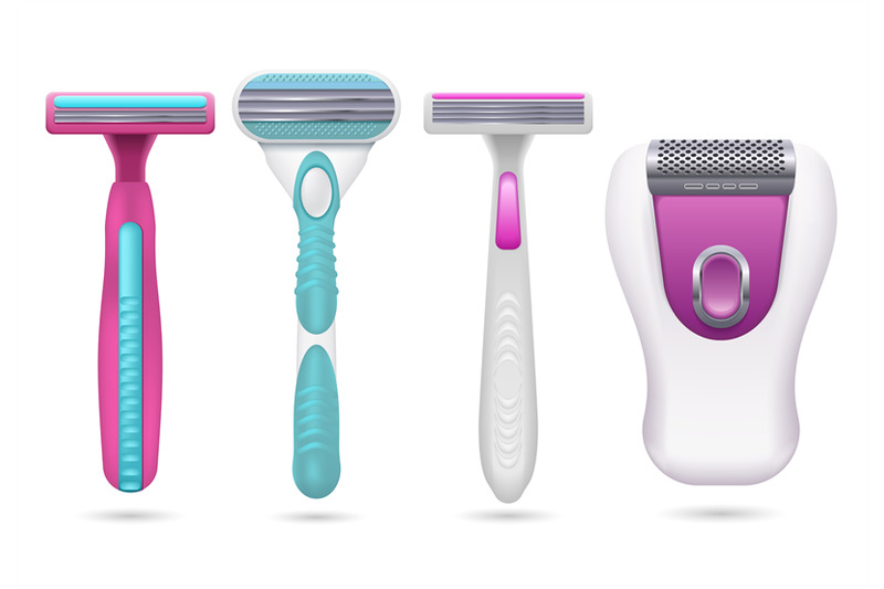 realistic-female-shaving-razor-woman-hygiene-shavers-vector-set-isola