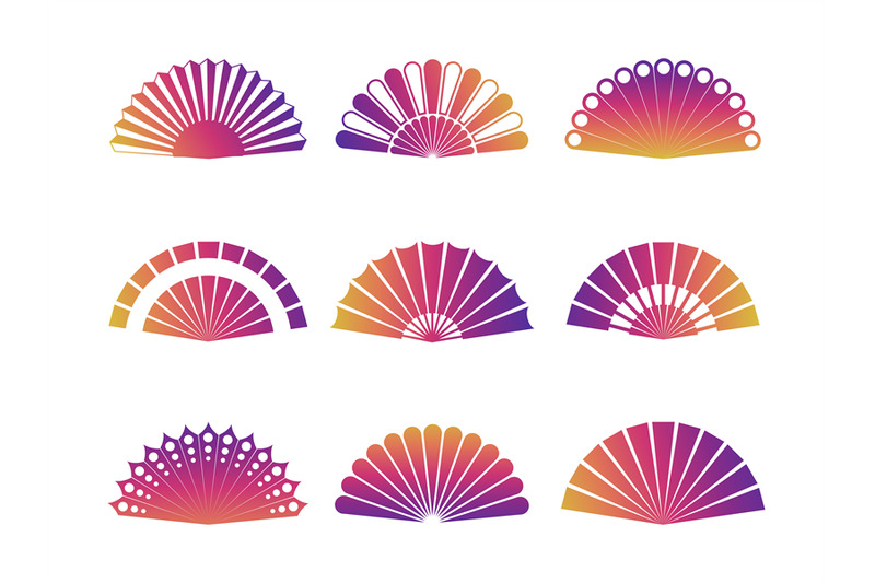 hand-fan-isolated-on-white-background-vector-fan-icons-set