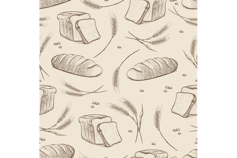 hand-drawn-wheat-and-bread-seamless-pattern