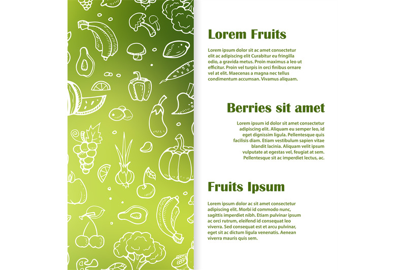 doodle-fruits-berries-vegeables-banner-template
