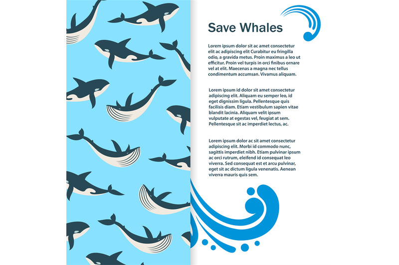 save-whales-vector-banner-design